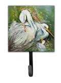 White Egret in the rain Leash or Key Holder Wall Hooks, Key Hooks Holder, Coat Rack Wall Mount, Coat Hooks, Hooks for Hanging Keys, Towels, Aprons, Leashes