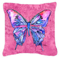 Butterfly on Pink Decorative Throw Pillow 14x14 Indoor Outdoor Accent Cushion, Fabric Cover with Insert for Sofa, Bed, Porch & Living Room