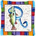 Beach and Seafood Letter R Decorative Throw Pillow 14x14 Indoor Outdoor Accent Cushion, Fabric Cover with Insert for Sofa, Bed, Porch & Living Room