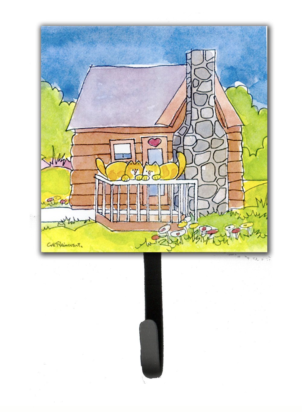 Cat Love at the Log Cabin  Leash or Key Holder Wall Hooks, Key Hooks Holder, Coat Rack Wall Mount, Coat Hooks, Hooks for Hanging Keys, Towels, Aprons, Leashes