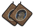 Starry Night Mastiff Pot Holder Set of 2 Heat Resistant Quilted Hot Pads 7.5 x 7.5 Inch, Insulated Kitchen Trivets for Cooking & Baking