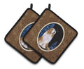 Starry Night Bearded Collie Pot Holder Set of 2 Heat Resistant Quilted Hot Pads 7.5 x 7.5 Inch, Insulated Kitchen Trivets for Cooking & Baking