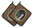 Starry Night Bernese Mountain Dog Pot Holder Set of 2 Heat Resistant Quilted Hot Pads 7.5 x 7.5 Inch, Insulated Kitchen Trivets for Cooking & Baking