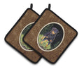 Starry Night Rottweiler Pot Holder Set of 2 Heat Resistant Quilted Hot Pads 7.5 x 7.5 Inch, Insulated Kitchen Trivets for Cooking & Baking