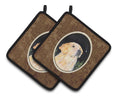 Starry Night Golden Retriever Pot Holder Set of 2 Heat Resistant Quilted Hot Pads 7.5 x 7.5 Inch, Insulated Kitchen Trivets for Cooking & Baking