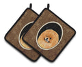 Starry Night Pomeranian Pot Holder Set of 2 Heat Resistant Quilted Hot Pads 7.5 x 7.5 Inch, Insulated Kitchen Trivets for Cooking & Baking
