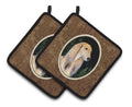Starry Night Saluki Pot Holder Set of 2 Heat Resistant Quilted Hot Pads 7.5 x 7.5 Inch, Insulated Kitchen Trivets for Cooking & Baking