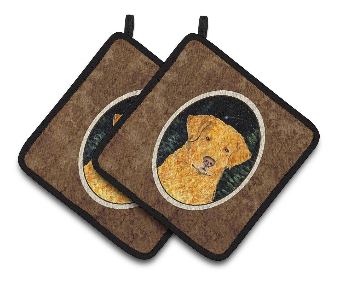 Starry Night Chesapeake Bay Retriever Pot Holder Set of 2 Heat Resistant Quilted Hot Pads 7.5 x 7.5 Inch, Insulated Kitchen Trivets for Cooking & Baking