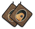 Starry Night Chow Chow Pot Holder Set of 2 Heat Resistant Quilted Hot Pads 7.5 x 7.5 Inch, Insulated Kitchen Trivets for Cooking & Baking