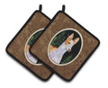Starry Night Ibizan Hound Pot Holder Set of 2 Heat Resistant Quilted Hot Pads 7.5 x 7.5 Inch, Insulated Kitchen Trivets for Cooking & Baking