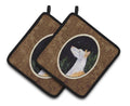 Starry Night Ibizan Hound Pot Holder Set of 2 Heat Resistant Quilted Hot Pads 7.5 x 7.5 Inch, Insulated Kitchen Trivets for Cooking & Baking