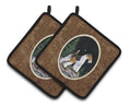 Starry Night Fox Terrier Pot Holder Set of 2 Heat Resistant Quilted Hot Pads 7.5 x 7.5 Inch, Insulated Kitchen Trivets for Cooking & Baking