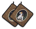 Starry Night Fox Terrier Pot Holder Set of 2 Heat Resistant Quilted Hot Pads 7.5 x 7.5 Inch, Insulated Kitchen Trivets for Cooking & Baking