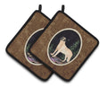 Starry Night Anatolian Shepherd Pot Holder Set of 2 Heat Resistant Quilted Hot Pads 7.5 x 7.5 Inch, Insulated Kitchen Trivets for Cooking & Baking
