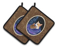 Starry Night Chihuahua Pot Holder Set of 2 Heat Resistant Quilted Hot Pads 7.5 x 7.5 Inch, Insulated Kitchen Trivets for Cooking & Baking
