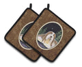 Starry Night Bearded Collie Pot Holder Set of 2 Heat Resistant Quilted Hot Pads 7.5 x 7.5 Inch, Insulated Kitchen Trivets for Cooking & Baking