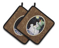 Snowman with Westie Pot Holder Set of 2 Heat Resistant Quilted Hot Pads 7.5 x 7.5 Inch, Insulated Kitchen Trivets for Cooking & Baking