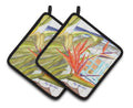 Flower - Bird of Paradise Pot Holder Set of 2 Heat Resistant Quilted Hot Pads 7.5 x 7.5 Inch, Insulated Kitchen Trivets for Cooking & Baking