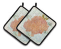 Beach Sea Fan Coral Pot Holder Set of 2 Heat Resistant Quilted Hot Pads 7.5 x 7.5 Inch, Insulated Kitchen Trivets for Cooking & Baking