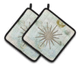 Beach Nautical Star Pot Holder Set of 2 Heat Resistant Quilted Hot Pads 7.5 x 7.5 Inch, Insulated Kitchen Trivets for Cooking & Baking