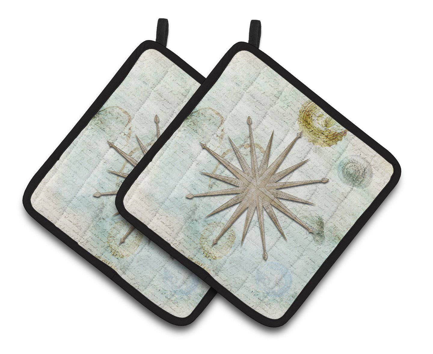 Beach Nautical Star Pot Holder Set of 2 Heat Resistant Quilted Hot Pads 7.5 x 7.5 Inch, Insulated Kitchen Trivets for Cooking & Baking