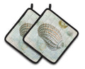 Beach Conch Shell Top Pot Holder Set of 2 Heat Resistant Quilted Hot Pads 7.5 x 7.5 Inch, Insulated Kitchen Trivets for Cooking & Baking