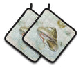 Beach Carrier Shell Pot Holder Set of 2 Heat Resistant Quilted Hot Pads 7.5 x 7.5 Inch, Insulated Kitchen Trivets for Cooking & Baking