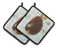 Beach Prickly Cockle Shell Pot Holder Set of 2 Heat Resistant Quilted Hot Pads 7.5 x 7.5 Inch, Insulated Kitchen Trivets for Cooking & Baking