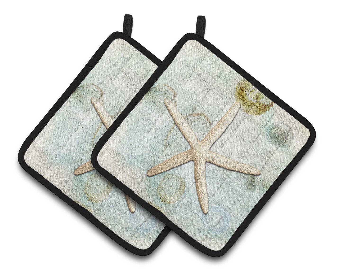 Beach Schoenbeck Sea Star Starfish Pot Holder Set of 2 Heat Resistant Quilted Hot Pads 7.5 x 7.5 Inch, Insulated Kitchen Trivets for Cooking & Baking
