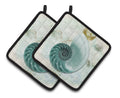 Beach Volute Shell Pot Holder Set of 2 Heat Resistant Quilted Hot Pads 7.5 x 7.5 Inch, Insulated Kitchen Trivets for Cooking & Baking