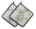 Beach Sea Whip Coral Pot Holder Set of 2 Heat Resistant Quilted Hot Pads 7.5 x 7.5 Inch, Insulated Kitchen Trivets for Cooking & Baking