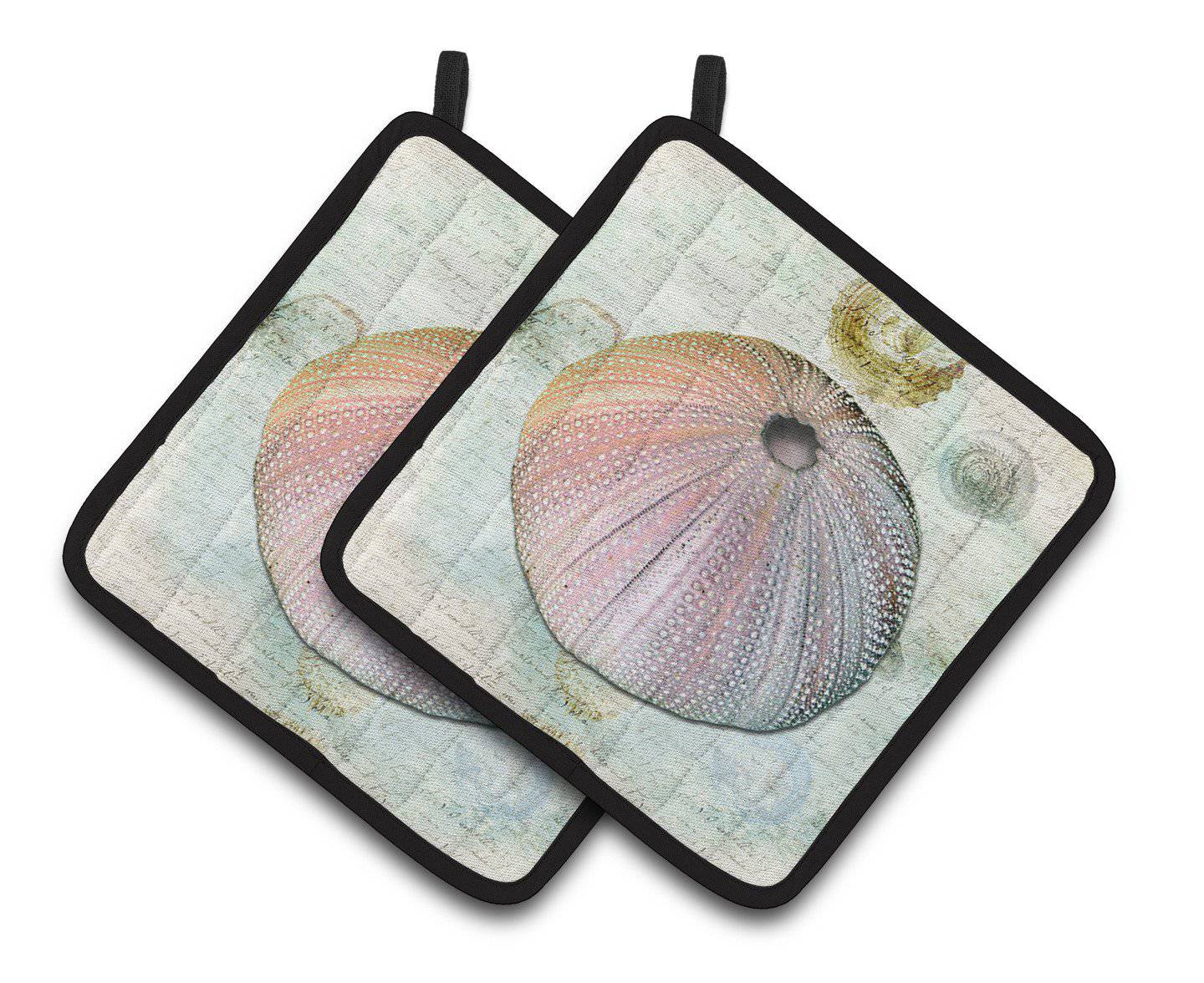 Beach Mushroom Coral Pot Holder Set of 2 Heat Resistant Quilted Hot Pads 7.5 x 7.5 Inch, Insulated Kitchen Trivets for Cooking & Baking
