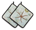 Beach Red Serpent Starfish Pot Holder Set of 2 Heat Resistant Quilted Hot Pads 7.5 x 7.5 Inch, Insulated Kitchen Trivets for Cooking & Baking