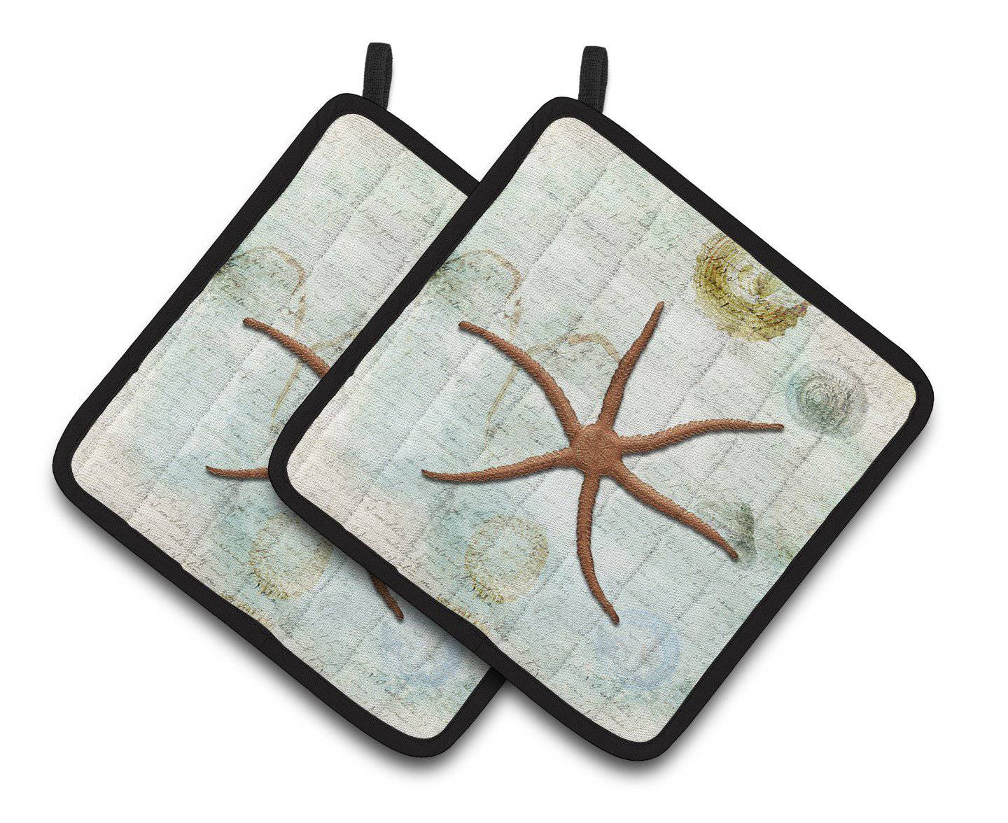 Beach Red Serpent Starfish Pot Holder Set of 2 Heat Resistant Quilted Hot Pads 7.5 x 7.5 Inch, Insulated Kitchen Trivets for Cooking & Baking