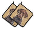 German Shorthaired Pointer Wipe your Paws Pot Holder Set of 2 Heat Resistant Quilted Hot Pads 7.5 x 7.5 Inch, Insulated Kitchen Trivets for Cooking & Baking