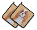 Cavalier Spaniel Wipe your Paws Pot Holder Set of 2 Heat Resistant Quilted Hot Pads 7.5 x 7.5 Inch, Insulated Kitchen Trivets for Cooking & Baking