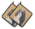 Cavalier Spaniel Wipe your Paws Pot Holder Set of 2 Heat Resistant Quilted Hot Pads 7.5 x 7.5 Inch, Insulated Kitchen Trivets for Cooking & Baking