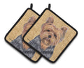 Yorkie Pot Holder Set of 2 Heat Resistant Quilted Hot Pads 7.5 x 7.5 Inch, Insulated Kitchen Trivets for Cooking & Baking