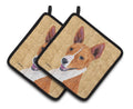 Basenji Wipe your Paws Pot Holder Set of 2 Heat Resistant Quilted Hot Pads 7.5 x 7.5 Inch, Insulated Kitchen Trivets for Cooking & Baking