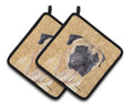 Mastiff Wipe your Paws Pot Holder Set of 2 Heat Resistant Quilted Hot Pads 7.5 x 7.5 Inch, Insulated Kitchen Trivets for Cooking & Baking