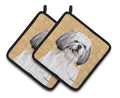 Shih Tzu Wipe your Paws Pot Holder Set of 2 Heat Resistant Quilted Hot Pads 7.5 x 7.5 Inch, Insulated Kitchen Trivets for Cooking & Baking