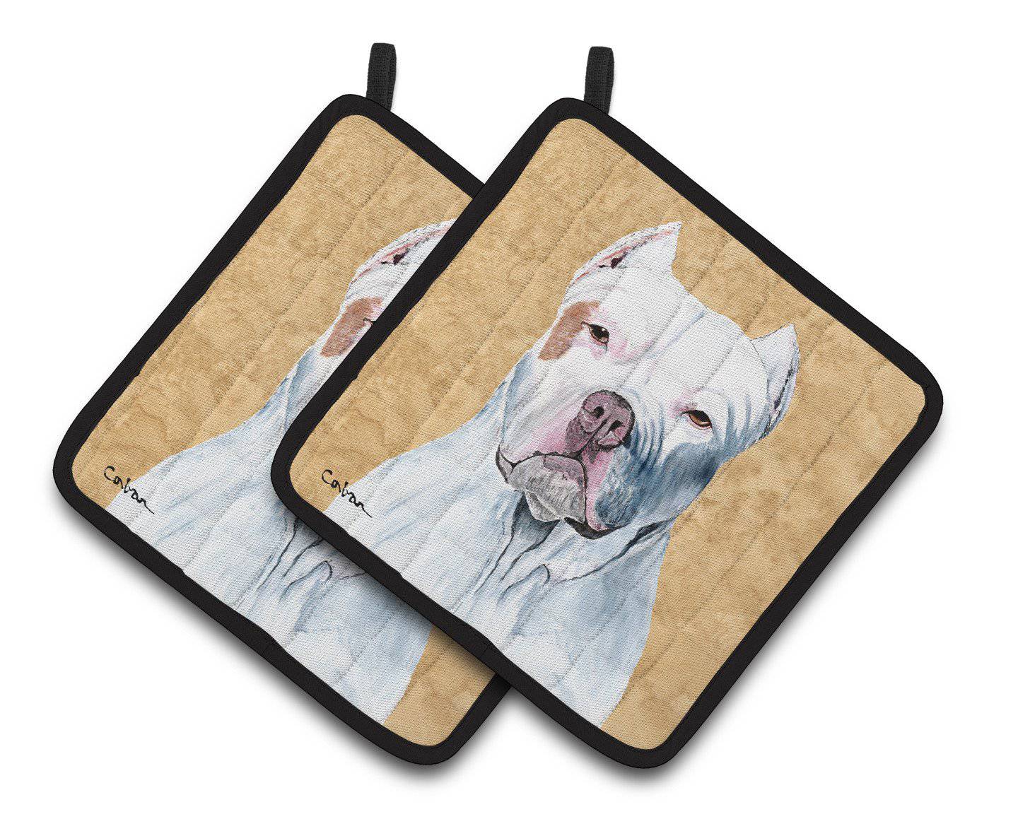 Pit Bull Wipe your Paws Pot Holder Set of 2 Heat Resistant Quilted Hot Pads 7.5 x 7.5 Inch, Insulated Kitchen Trivets for Cooking & Baking
