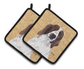 Springer Spaniel Wipe your Paws Pot Holder Set of 2 Heat Resistant Quilted Hot Pads 7.5 x 7.5 Inch, Insulated Kitchen Trivets for Cooking & Baking
