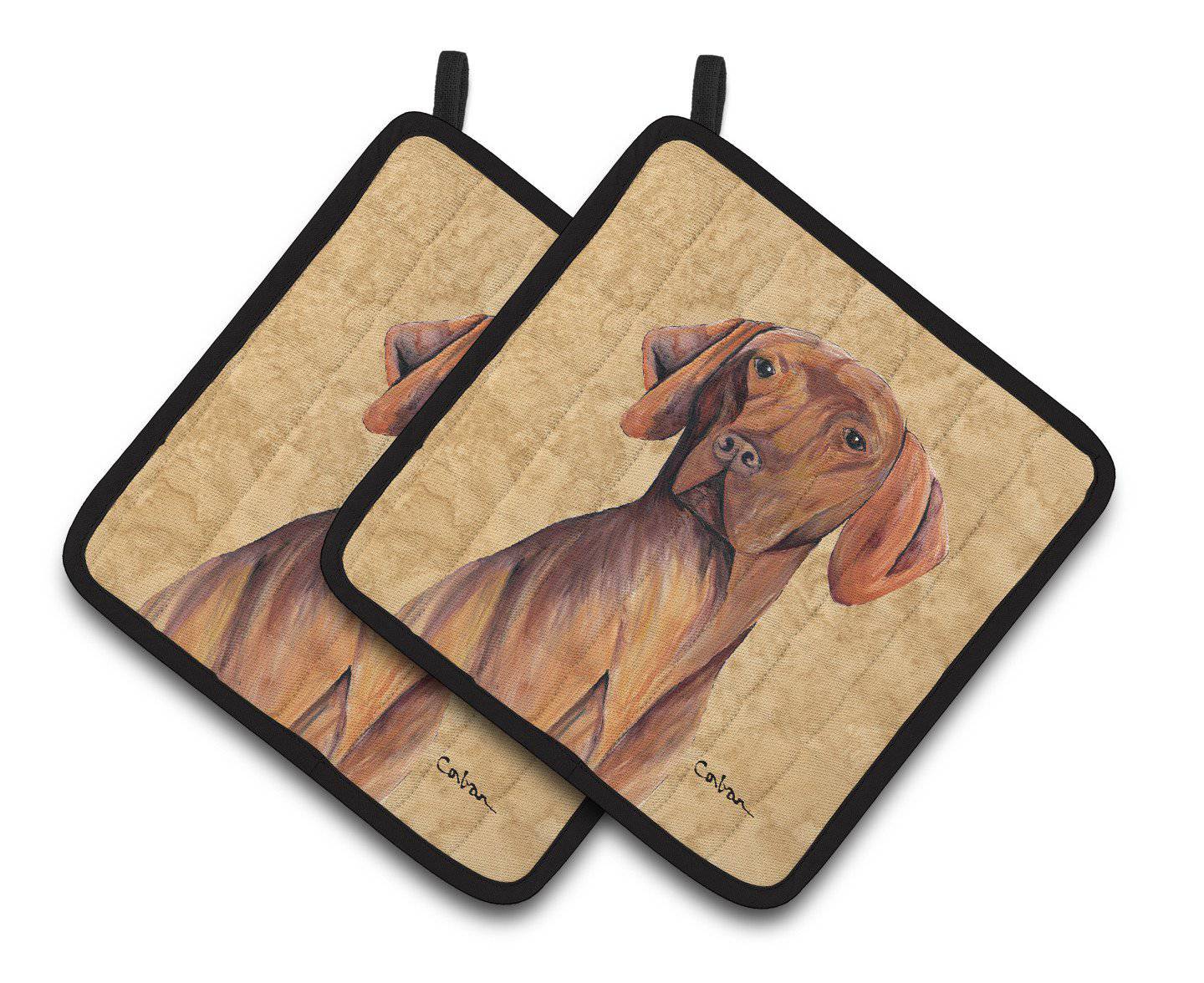Vizsla Wipe your Paws Pot Holder Set of 2 Heat Resistant Quilted Hot Pads 7.5 x 7.5 Inch, Insulated Kitchen Trivets for Cooking & Baking
