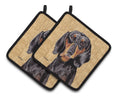 Dachshund Wipe your Paws Pot Holder Set of 2 Heat Resistant Quilted Hot Pads 7.5 x 7.5 Inch, Insulated Kitchen Trivets for Cooking & Baking