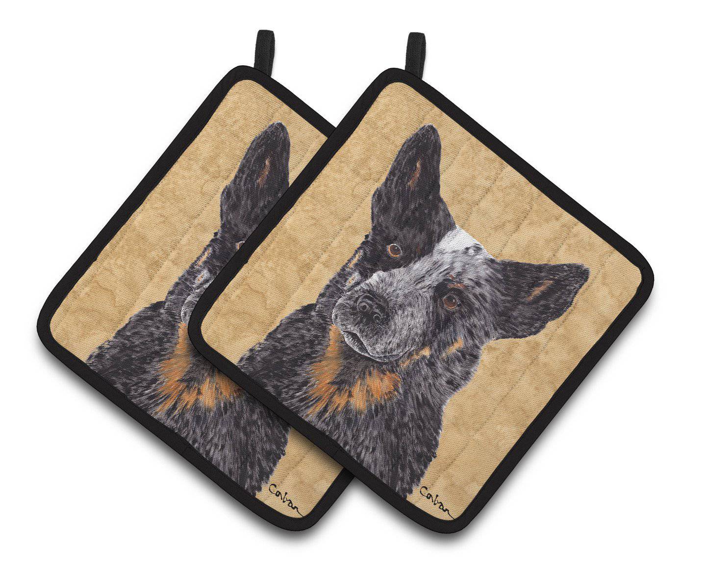 Australian Cattle Dog Wipe your Paws Pot Holder Set of 2 Heat Resistant Quilted Hot Pads 7.5 x 7.5 Inch, Insulated Kitchen Trivets for Cooking & Baking