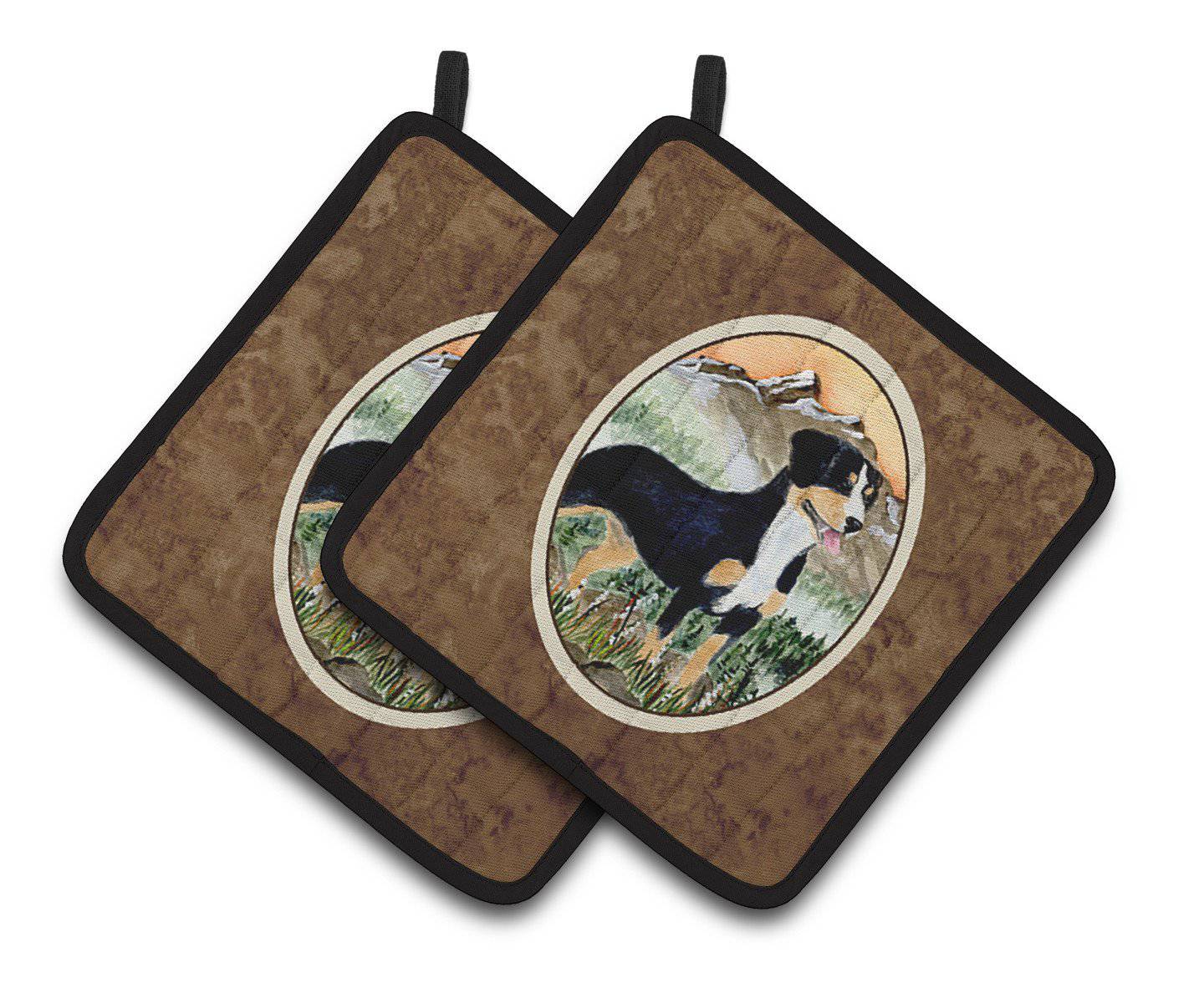 Entlebucher Mountain Dog Pot Holder Set of 2 Heat Resistant Quilted Hot Pads 7.5 x 7.5 Inch, Insulated Kitchen Trivets for Cooking & Baking