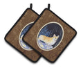 Starry Night Corgi Pot Holder Set of 2 Heat Resistant Quilted Hot Pads 7.5 x 7.5 Inch, Insulated Kitchen Trivets for Cooking & Baking