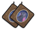 Starry Night Curly Coated Retriever Pot Holder Set of 2 Heat Resistant Quilted Hot Pads 7.5 x 7.5 Inch, Insulated Kitchen Trivets for Cooking & Baking