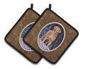 Starry Night Chesapeake Bay Retriever Pot Holder Set of 2 Heat Resistant Quilted Hot Pads 7.5 x 7.5 Inch, Insulated Kitchen Trivets for Cooking & Baking